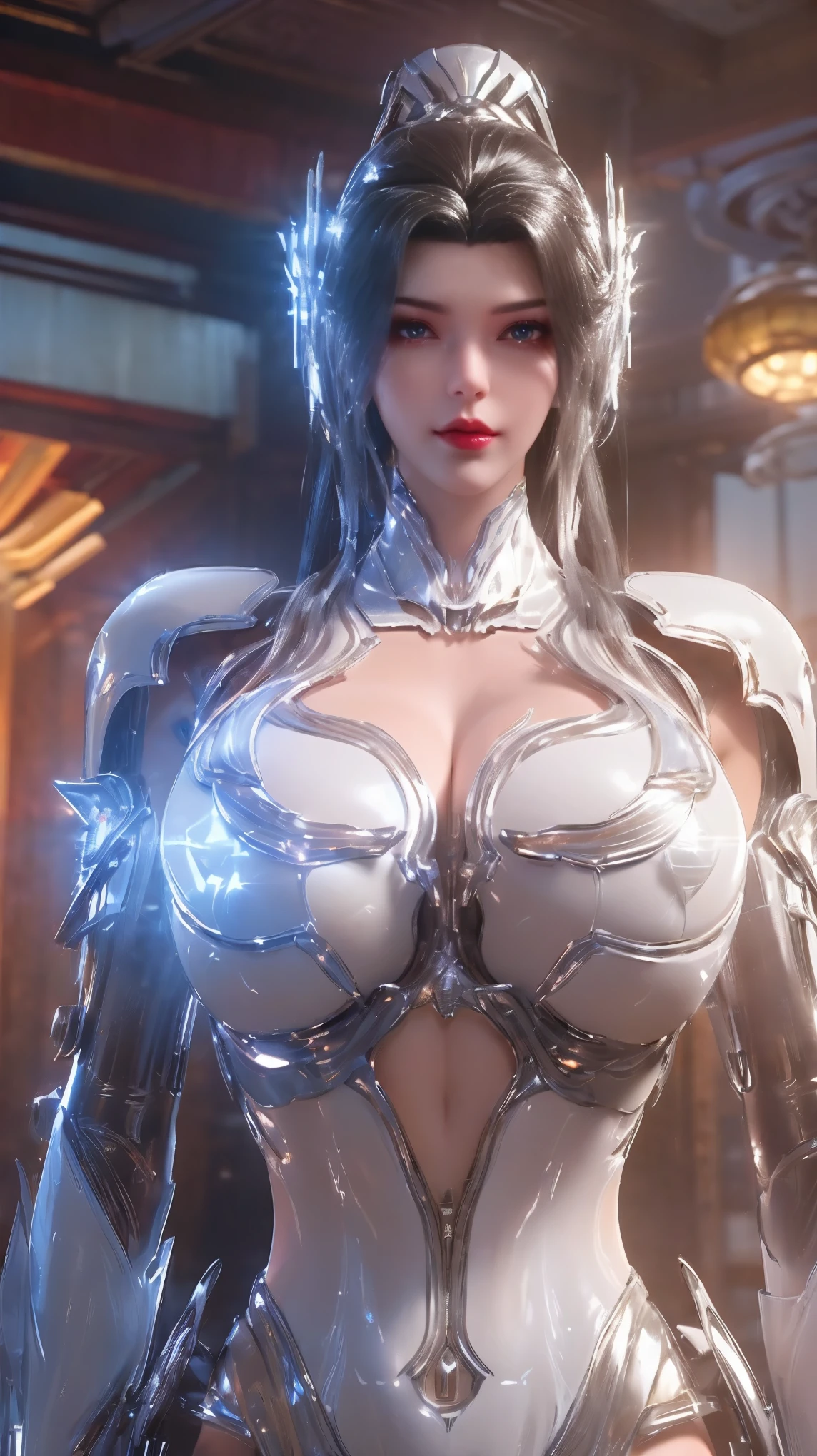 UPPER BODY,CLOSE UP HALF BODY,SOLO,(BEAUTY WHITE HAIRSTYLE,MECHA PHOENIX HELMET), (HUGE FAKE BREASTS,CLEAVAGE TOP,MUSCLE ABS:1.5), ((WEARING SHINY FUTURISTIC MECHA MINI BIKINI:1.5)),(MUSCULAR PERFECT BODY MATURE WOMAN:1.5), (SWEATY GLOSSY BODY:1.5), (LOOKING AT VIEWER:1.6),(BACKGROUND OF FUTURISTIC SPACE STATION:1), (PHOTOREALSITIC:1.4), (ULTRA-DETAIL), (TOP-QUALITY), (BEST SHADOWS), (​MASTERPIECE), BRIGHT LIGHT IN ROOM, HYPER TEXTURE, (4X MSAA), ((UNREAL ENGINE 5 RENDER)), PHYSICALLY-BASED RENDERING, ULTRA HIGHT DEFINITION, 16K, 1080P.