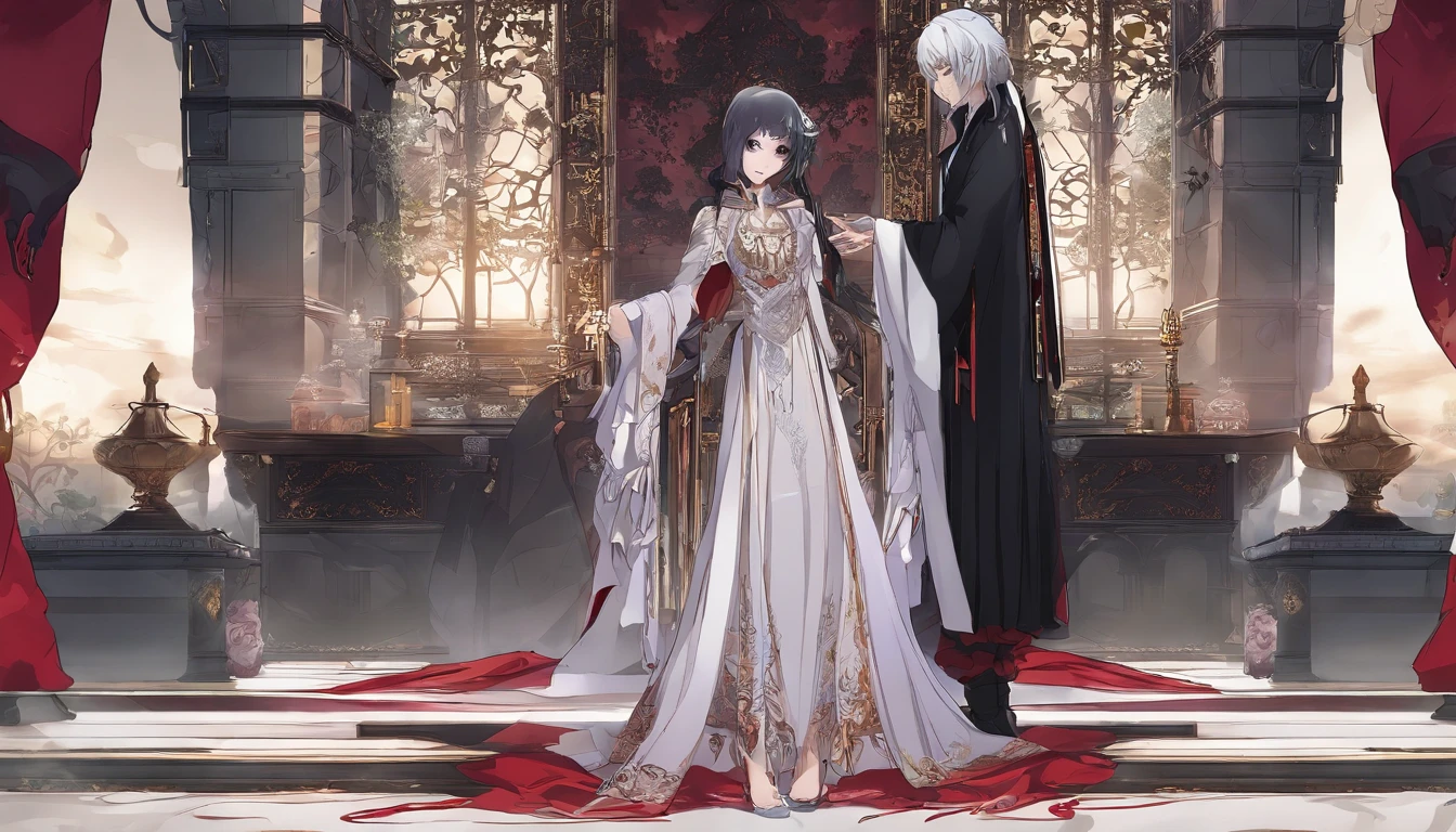 Japanese, beautiful boy around 20 years old, Natural white blonde short ear length hair and sad bright dark eyes, The tear bags under the eyes look gentle,A small mole near the left tear sac,Bangs are around the eyes,wearing red robes, grace, beautiful, wearing a wizard's costume, fantasy setting, ,tarot magician, realistic shot,mysterious