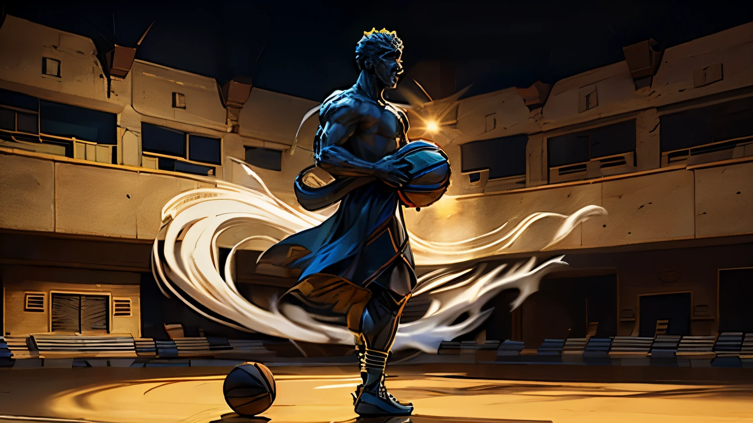 jordan basquete, na quadra de basquete, fan art, papel de parede detalhado, jogador de basquete profissional, background of a court full of photographers, personagem negro segurando uma bola de basquete, saltando alto acertando a cesta, arte detalhada,4k,close