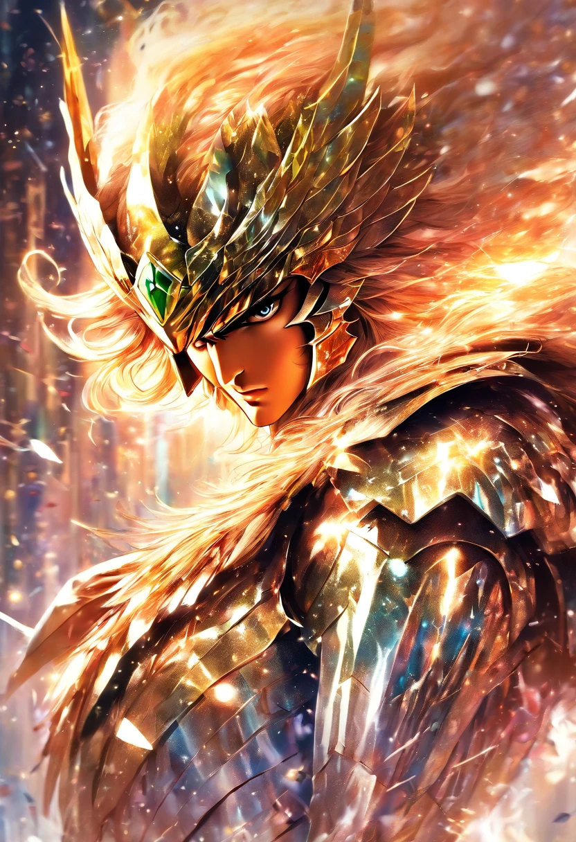 Saint Seiya, Pegasus knight, Centrage parfait, Wear Pegasus Armor, cheerfulness, La position debout, abstract beauty, center, Looking at the camera, Facing the camera, proche de la perfection, dynamique, very detailed, lisse, Sharpness, 8K, High definition resolution, illustration, illustrations de Carne Griffiths et Wadim Kashin, fond blanc