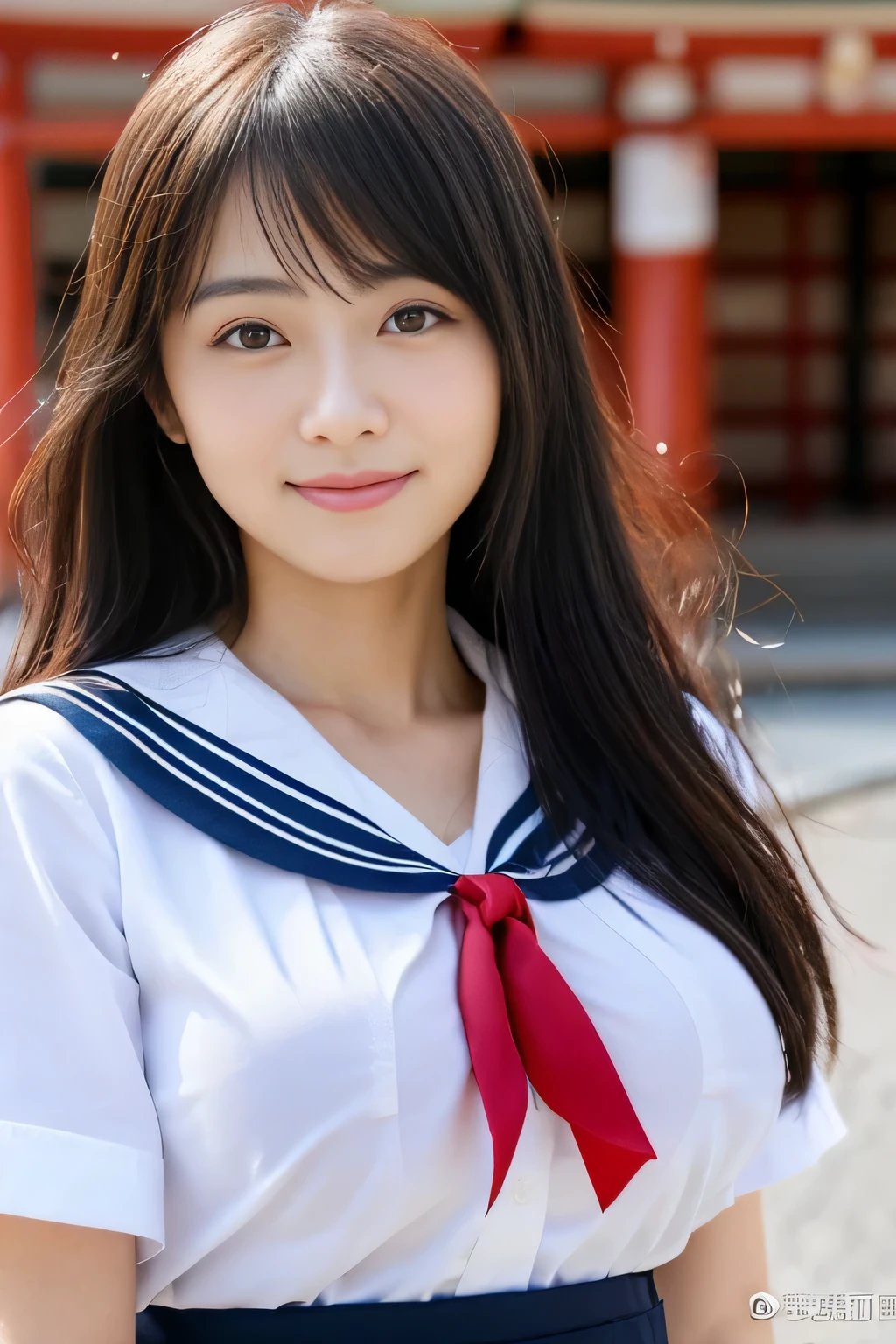 (highest quality,8K,High resolution:1.2),(Beautiful realistic Japan person:1.6)、(cute japanese girl:1.4、nice face),(huge breasts:1.5),(glamorous body),(school uniform,serafuku,pleated skirt,sailor collar,white shirt:1.2)、、Professional、(My dear woman、joy of loving、increased heart rate)、((Japanese historical sites))、
