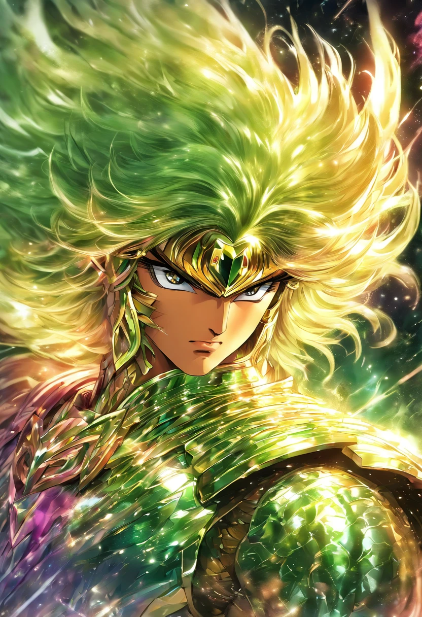 Saint Seiya, chevalier Andromède, Andromède, Chaînes nébulaires, armure rose, cheveux vert, Centrage parfait, Porter armure de Andromède, La position debout, Beauté abstraite, centré, En regardant la caméra, Face à la caméra, proche de la perfection, dynamique, très détaillé, lisse, Netteté, 8K, résolution haute définition, illustration, illustrations de Carne Griffiths et Wadim Kashin, fond blanc