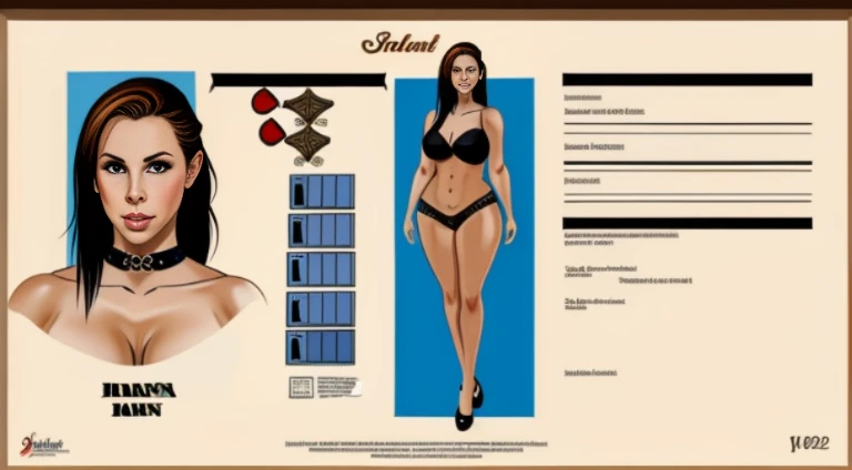 Gianna Michaels, Female original character reference sheet adoptable, Full body,