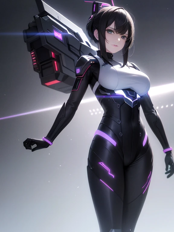 ((highest quality)), ((masterpiece)), (very detailed:1.3), 3D, beautiful (cyber punk:1.3) ,fullbody shot,Female Hacker, mohican hairstyle, Back to Viewer, dark hair, operating computer terminals, (head mounted display):1.5, computer server, LCD Screen, fiber optic cable, company logo, HDR (high dynamic range), ray tracing, NVIDIA RTX, super resolution, unreal 5, Scattered beneath the surface, PBR texture, Post-processing, anisotropic filtering, Depth of bounds written, maximum sharpness and sharpness, multilayer texture, Albedo map and highlight map, surface shading, Accurate simulation of light-matter interactions, perfect ratio, octane rendering, duotone lighting, Low ISO, White balance, Rule of thirds, wide aperture, 8K students, efficient subpixel, subpixel convolution, luminescent particles, dynamic pose