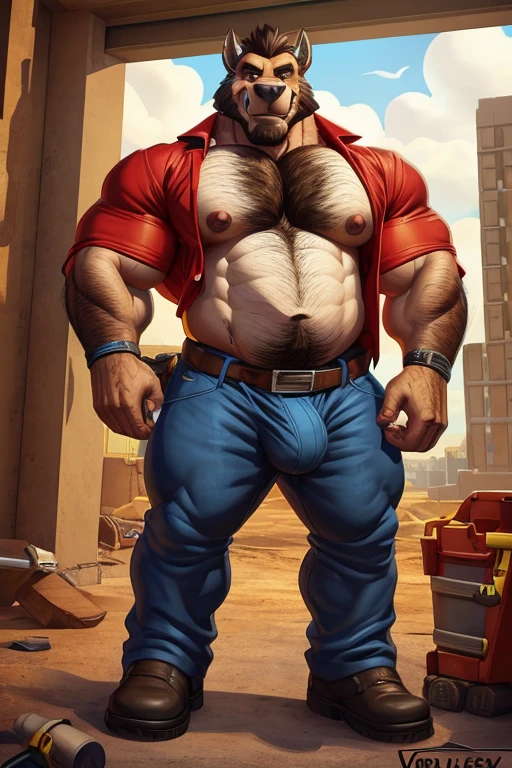 (by voidlesky, kihu, Meesh, greg rutkowski, nightterror, elbestia), balls, balls outline, belt, bodily fluids, bottomwear, bottomwear down, bulge, claws, clothed, clothing, construction, construction worker, dirty underwear, fluffy, genital outline, male, manly, musclegut, muscular, musk, musky balls, musky cock, nipples, pants, pants down, partially clothed, penis, penis outline, smelly, solo, sweat, hairy, chest hair, pubes, veiny penis