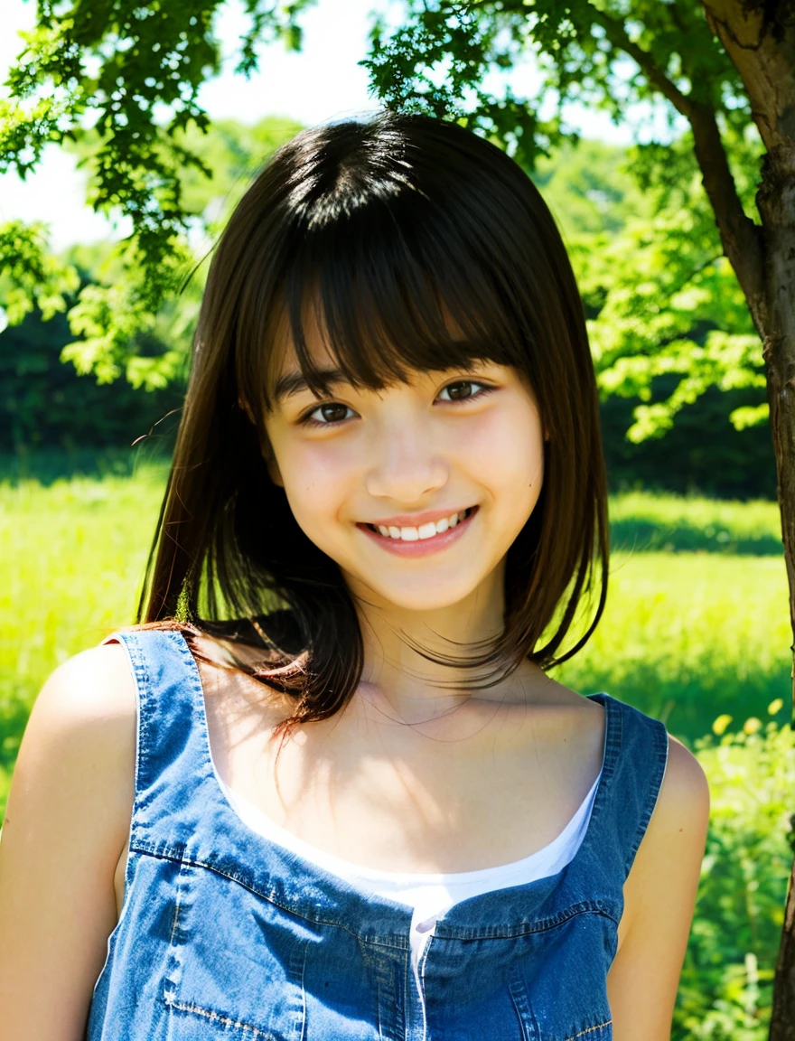 8K, ,, Raw photo, cute face, beautiful girl,Japanese,black hair, smile, looking at the viewer,looking at the camera, no makeup,clear lighting, teen, detailed face, background bokeh,歯を見せてsmile,door up,just the face,clear image,はにかんだsmile,90% of the screen is the face,shortcut,swimsuit,Lady