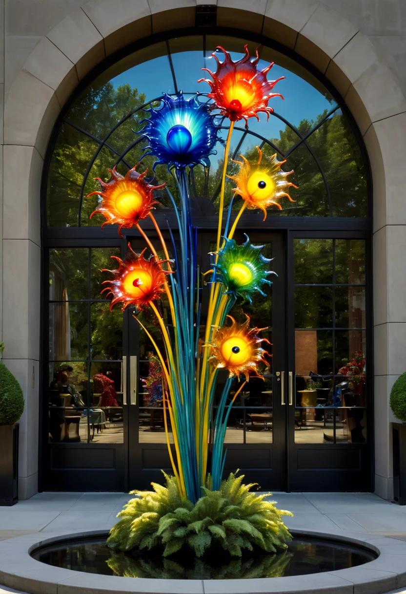 Art Deco design, outside, by Dale Chihuly, best quality, masterpiece, 8k