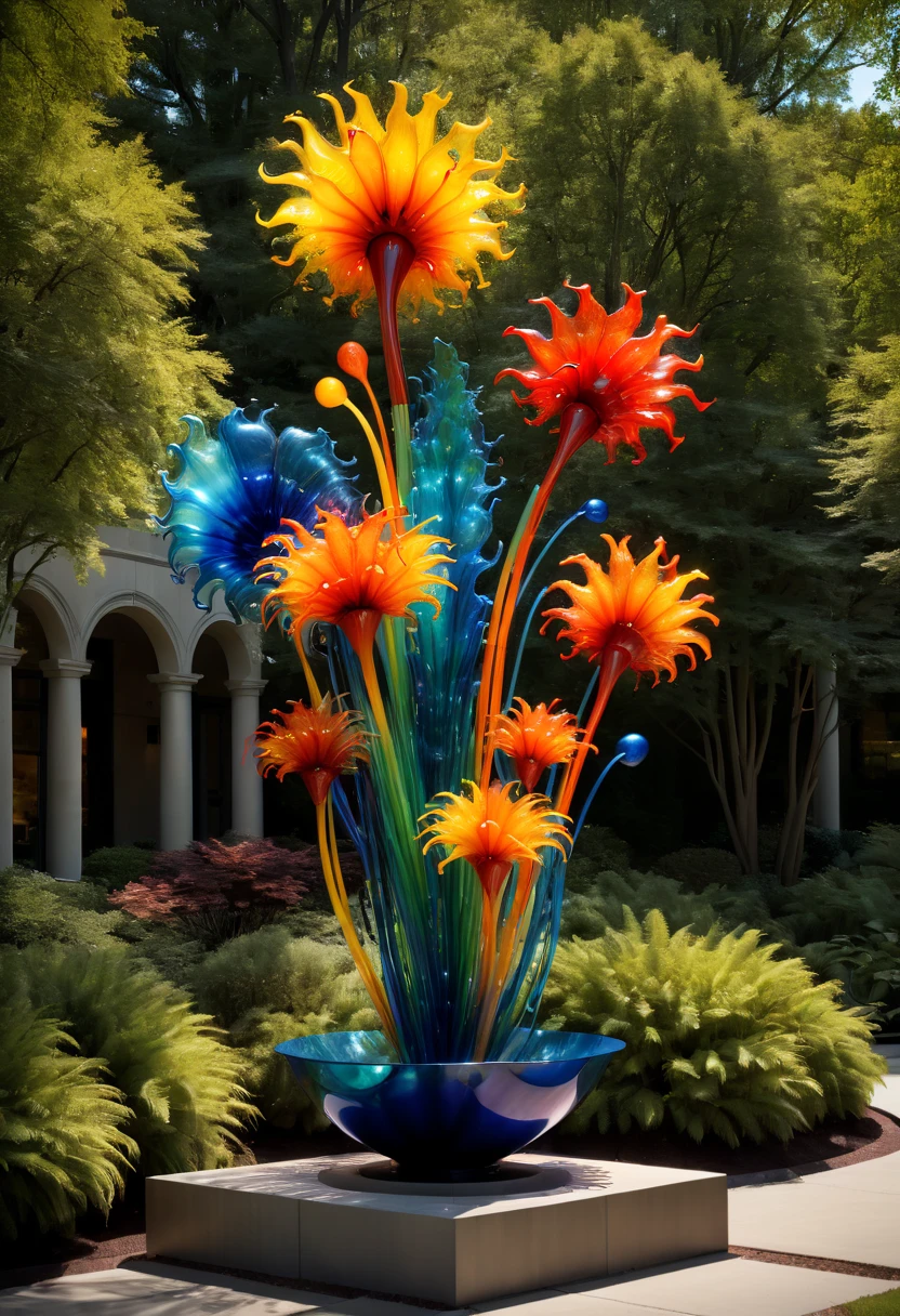 Art Deco design, outside, by Dale Chihuly, best quality, masterpiece, 8k