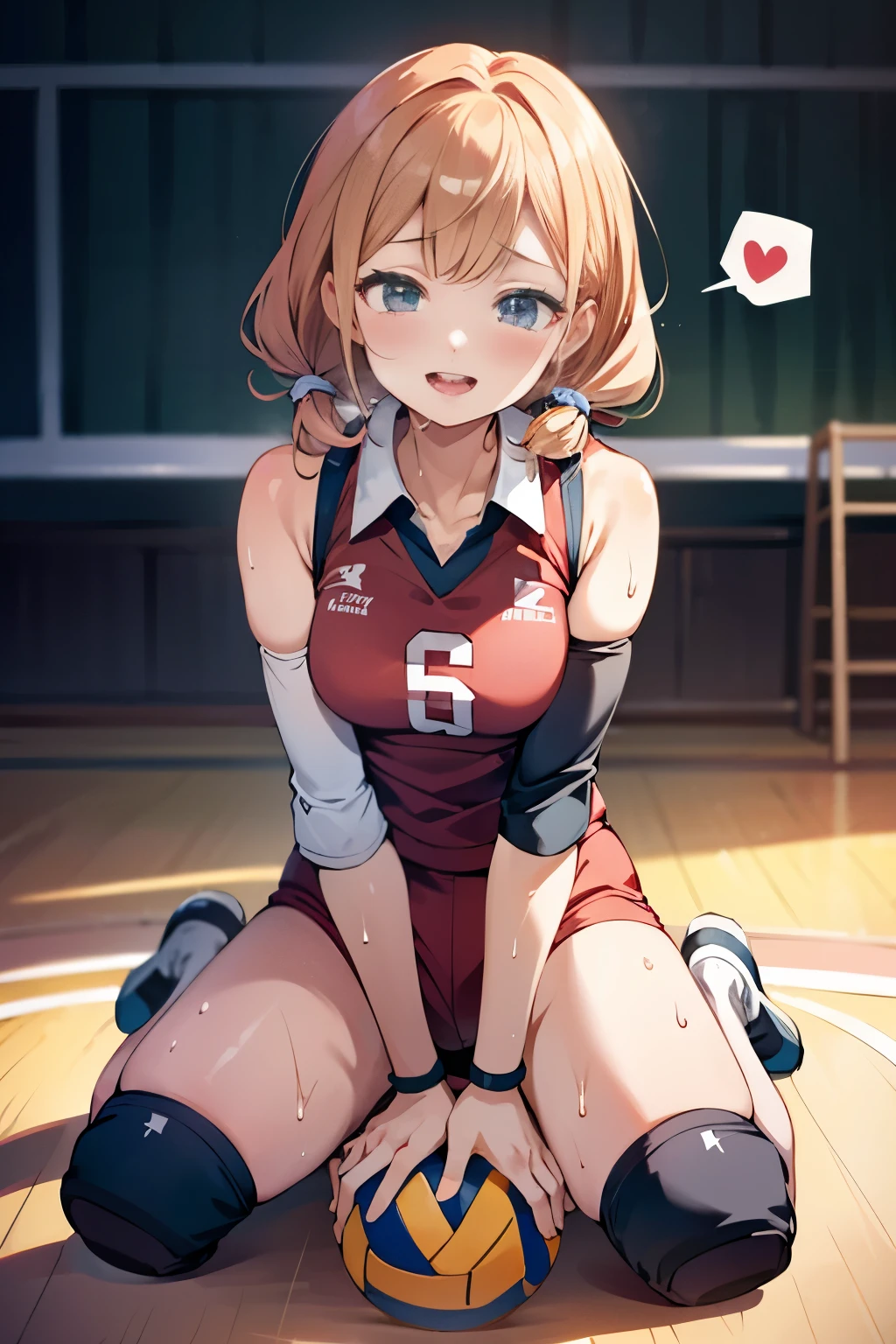 unity 8k wallpaper, anatomically correct, (((masterpiece))), (((best quality))), (((ultra detailed))), (((high-resolution))), ((Ultimate cutie)), perfect hands, perfect finger, (((good anatomy))), detailed beautiful face, shiny hair, (((gyaru))), (potbelly), (curvy), medium breasts, ((Thick thighs)), (((solo))), ((seductive smile)), (((blush))), (half open mouth),
BREAK, (((sit astride the perfectly spherical shape 6-inch volleyball))), (((Straddling a perfectly spherical 6" volleyball))), (((Perfectly spherical 6" volleyball fits perfectly crotch))), BREAK, (((Rub the Perfectly spherical 6" volleyball against crotch))),
BREAK, (Collared volleyball uniforms), sleeveless, ((buruma)), ((kneepad)), (pussy juice stained), (elbow pad), (((sweat))), (((covered in sweat))), ((deep breathing)), in Volleyball Court, indoor, lighting, looking at viewer, full body, (spoken heart)