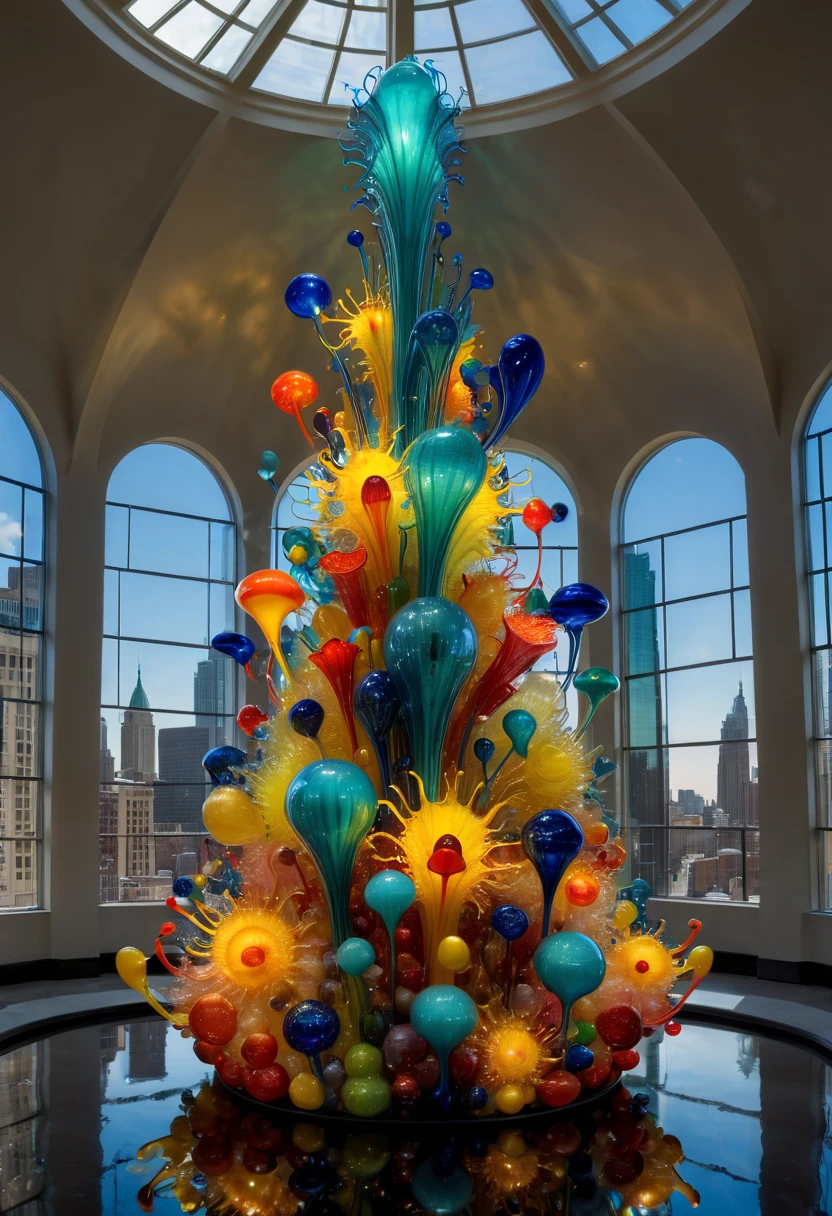 Art Deco era, city, by Dale Chihuly, best quality, masterpiece, 8k