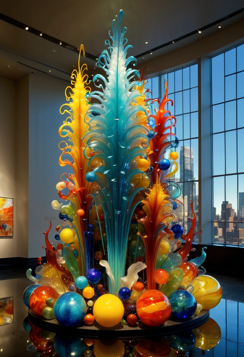 Art Deco era, city, by Dale Chihuly, best quality, masterpiece, 8k