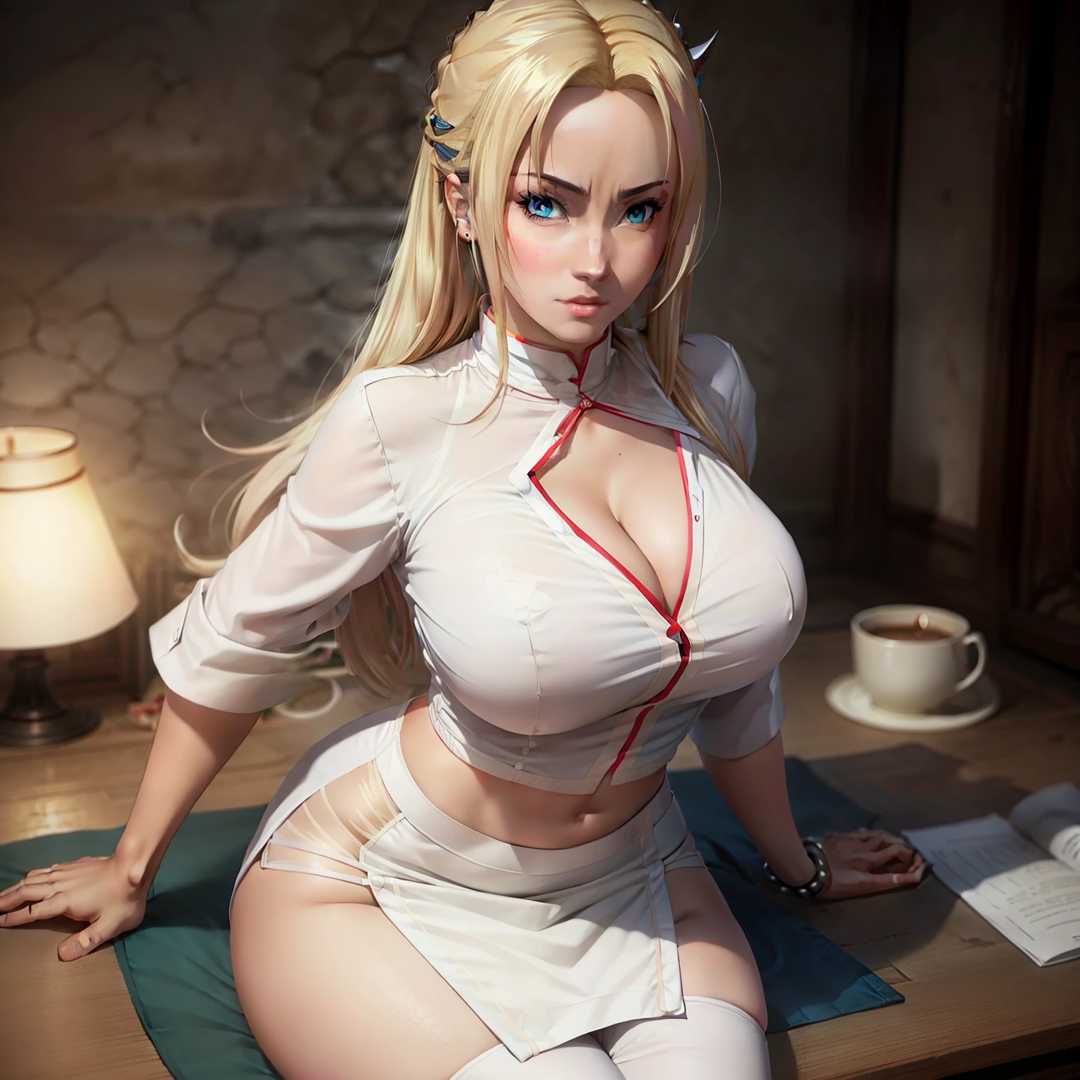 Tsunade,full bodyesbian,White color blouse