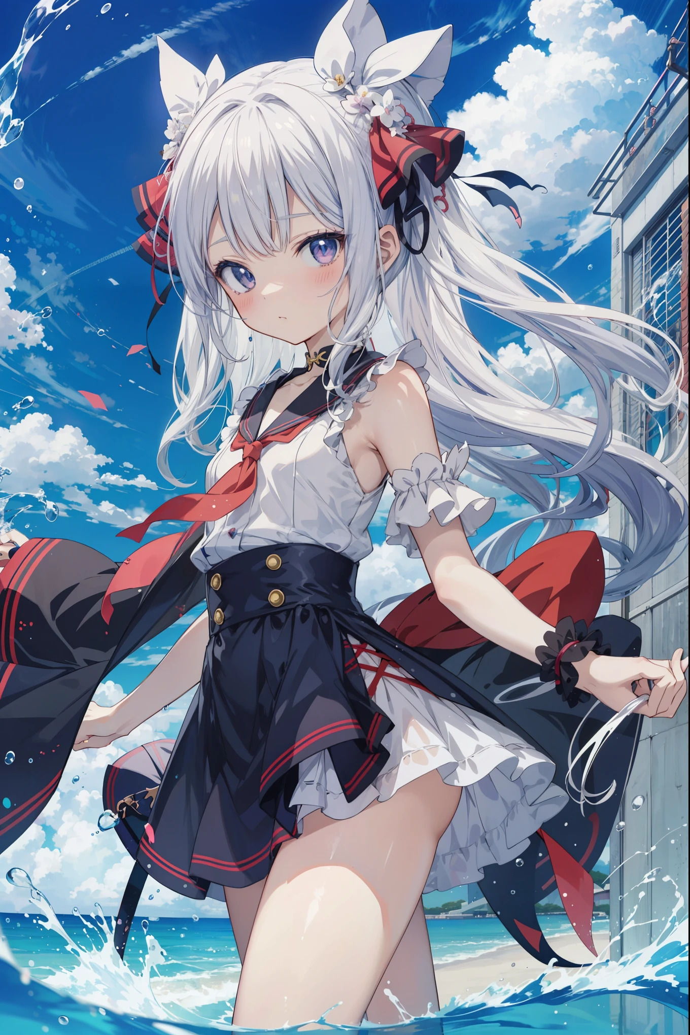 青いトップでベッドに座っている長いブロンドの髪のanime girl, Seductive anime girl, 魅力的なanime girl, anime girl, 美しいanime girl, かわいいanime girl, かわいいanime girl, anime girls, 若いanime girl, surreal , splash art anime , anime best girl, surreal , anime girl, naughty anime style
