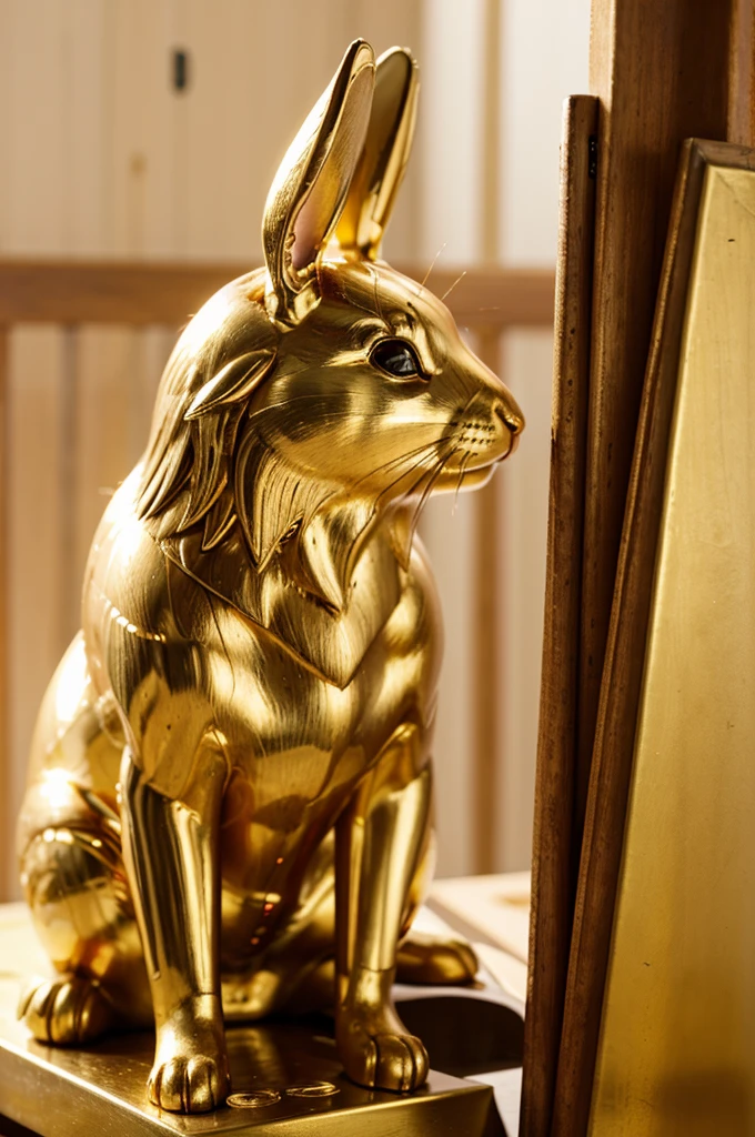 Golden Rabbit、thinking about something fun、brings happiness、smile、Day々things are getting better、I love money very much、The background is a shrine