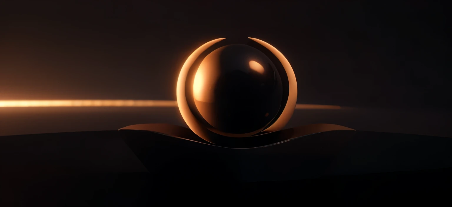 Here is a 3D logo with a black ball Protruding of black back ground

