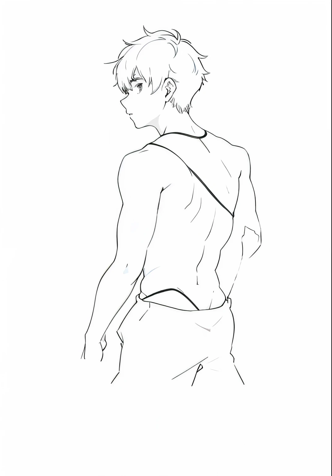 cute 15 year old boy is on his back without a shirt, his hair is blue