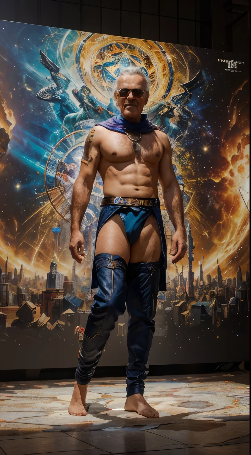 Craft an enthralling visual narrative paying tribute to the unparalleled creativity of Stan Lee, seamlessly merging the artistic styles reminiscent of Henry Asencio and Josephine Wall. Envision a captivating scene where Stan Lee's visionary brilliance takes the spotlight, surrounded by vibrant and dynamic elements akin to Asencio's expressive brushwork. Infuse the composition with the magical and imaginative essence characteristic of Josephine Wall's whimsical artistry, intertwining fantastical elements with Stan Lee's iconic legacy. Picture a canvas that not only celebrates Lee's larger-than-life presence but also captures the boundless universe of characters he brought to life, creating a visually mesmerizing tableau that honors his enduring legacy."