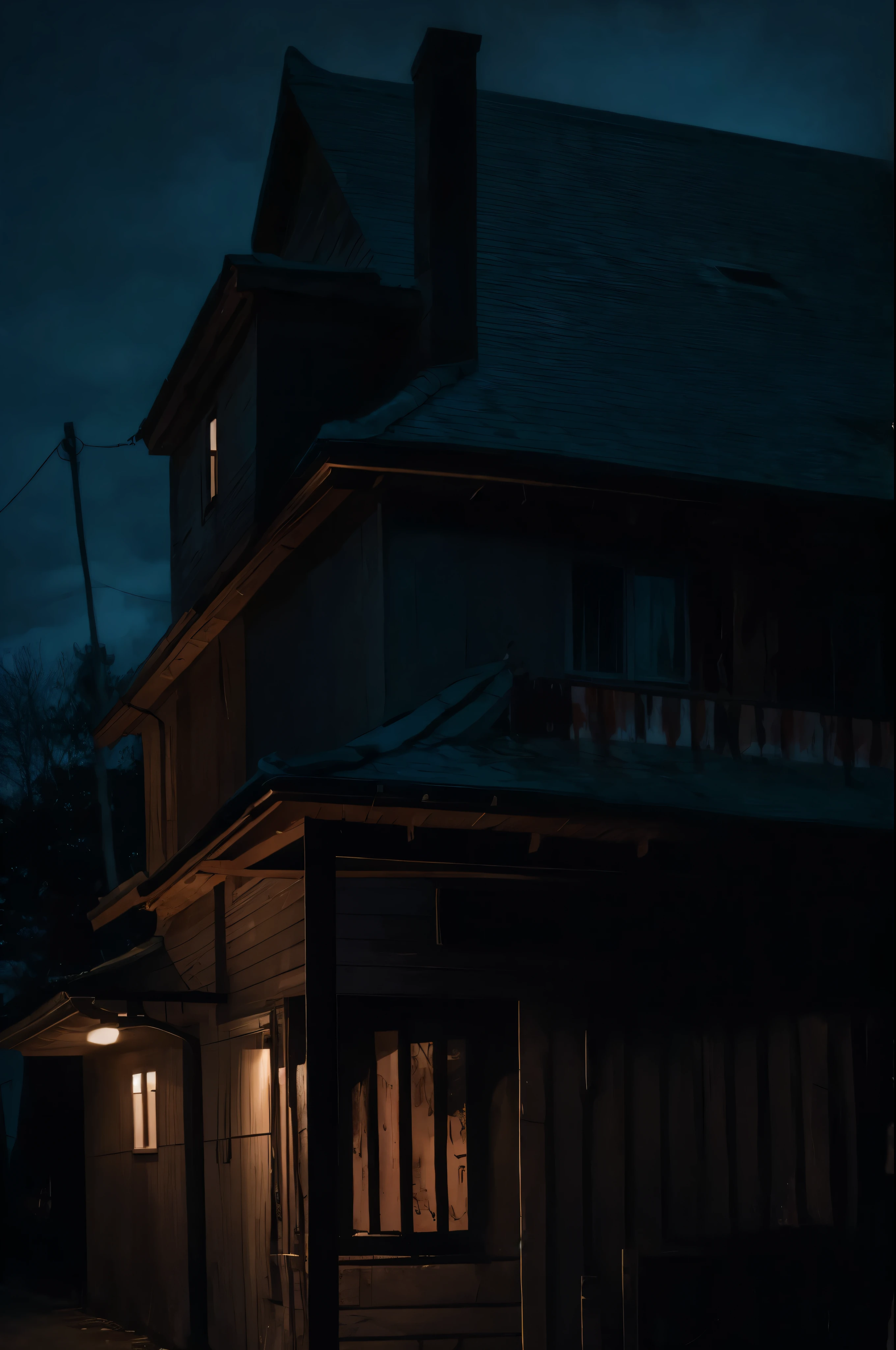 Horror painting of a house