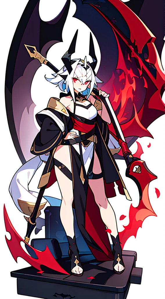Succubus, anime style, red little horn, little bat wings, pale skin, totally black pupils, wide hip, extreme beauty, perfect body, full body, red leather leotard ; in Anime Tarot Card Art Style