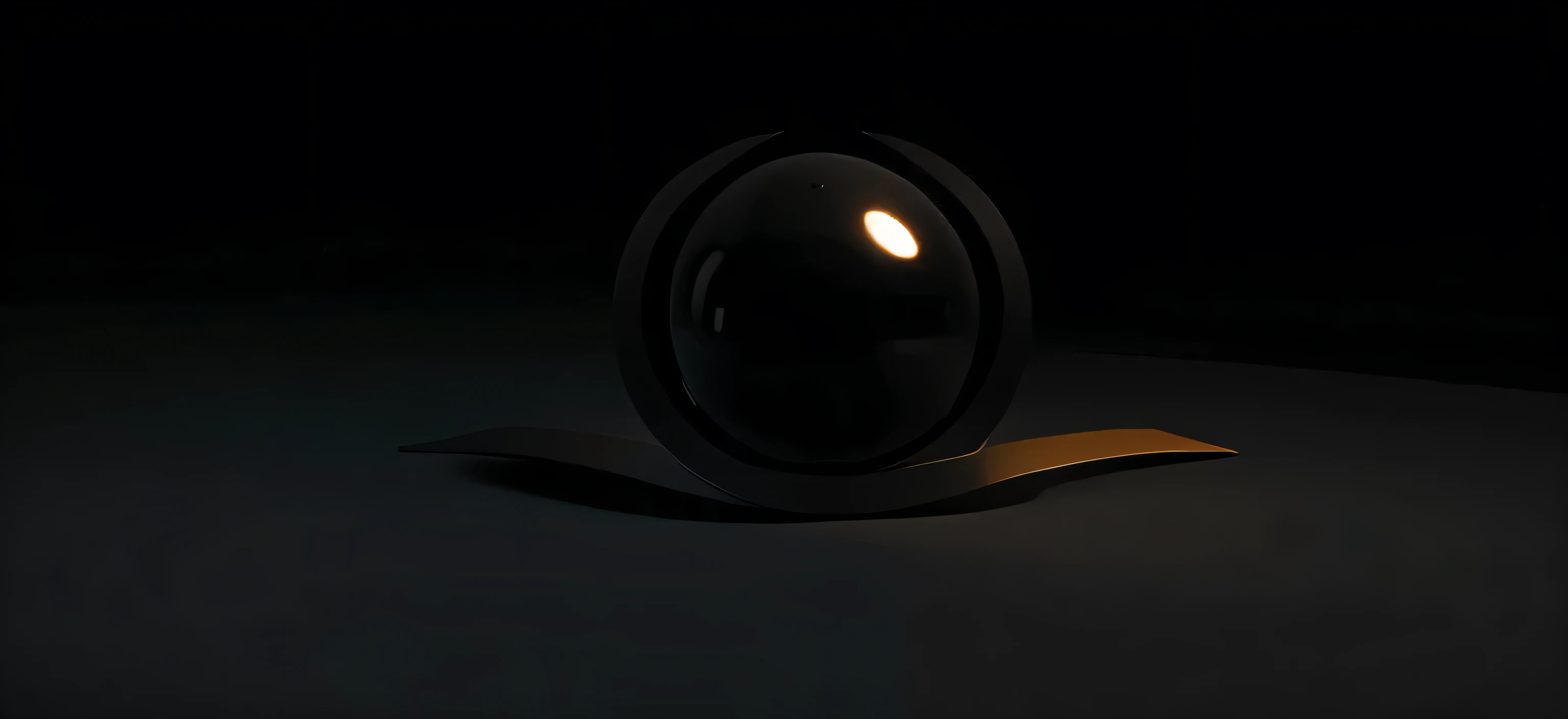 Here is a 3D logo with a black ball Protruding of black back ground
