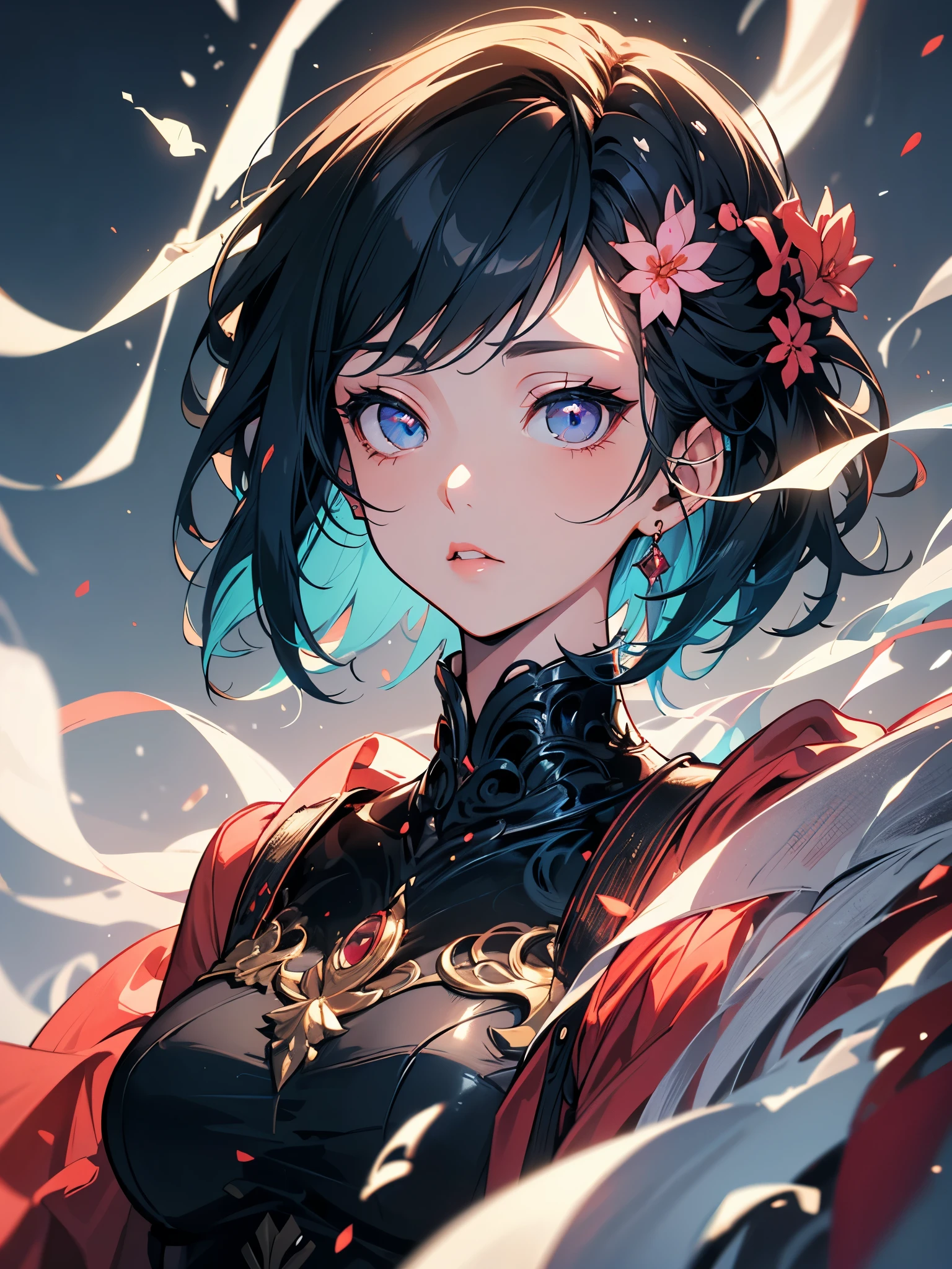 (RAW Photo, Best Quality), (Realistic, Photo Realistic: 1.3), Best Quality, Highly Detailed, Masterpiece, Hyperdetail, Illustration, 1 Girl, Forehead with Painting, full_body, Dynamic Angle, World Masterpiece Theater, messy_long_hair in movement, Best Quality, Extremely Detailed CG Unified 8k Wallpaper, Ink, Amazing, Cinematic Lighting, lens_flare,dunhuang_style, thick big ass, thick legs, medium