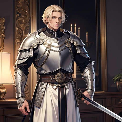 ((best quality)), ((masterpiece)), (detailed),High quality, Ultra detailed, best quality, insanely detailed, beautiful, masterpiece, 30s, male, knight, general,holding great sword, white, muscular, large, 