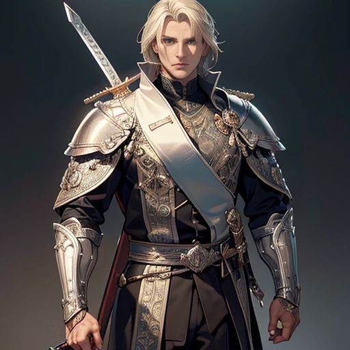 ((best quality)), ((masterpiece)), (detailed),High quality, Ultra detailed, best quality, insanely detailed, beautiful, masterpiece, 30s, male, knight, general,holding great sword, white, muscular, large,