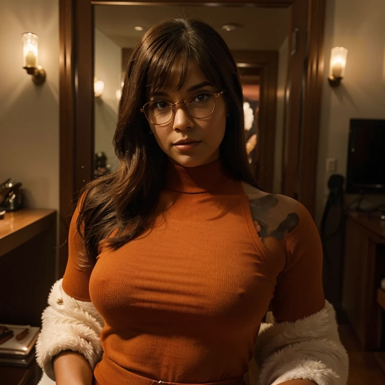 "I'm looking for diverse photos of a truly stunning 26-year-old woman who bears a strong resemblance to Velma from Scooby-Doo, but isn't the character herself — just someone who looks very much like her."