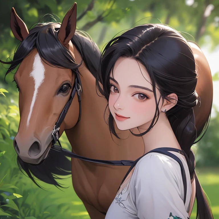 Mulher,Idade 20 anos,rabo de cavalo,sorriso,capuz,retrato,(obra de arte, melhor qualidade, high resolution),