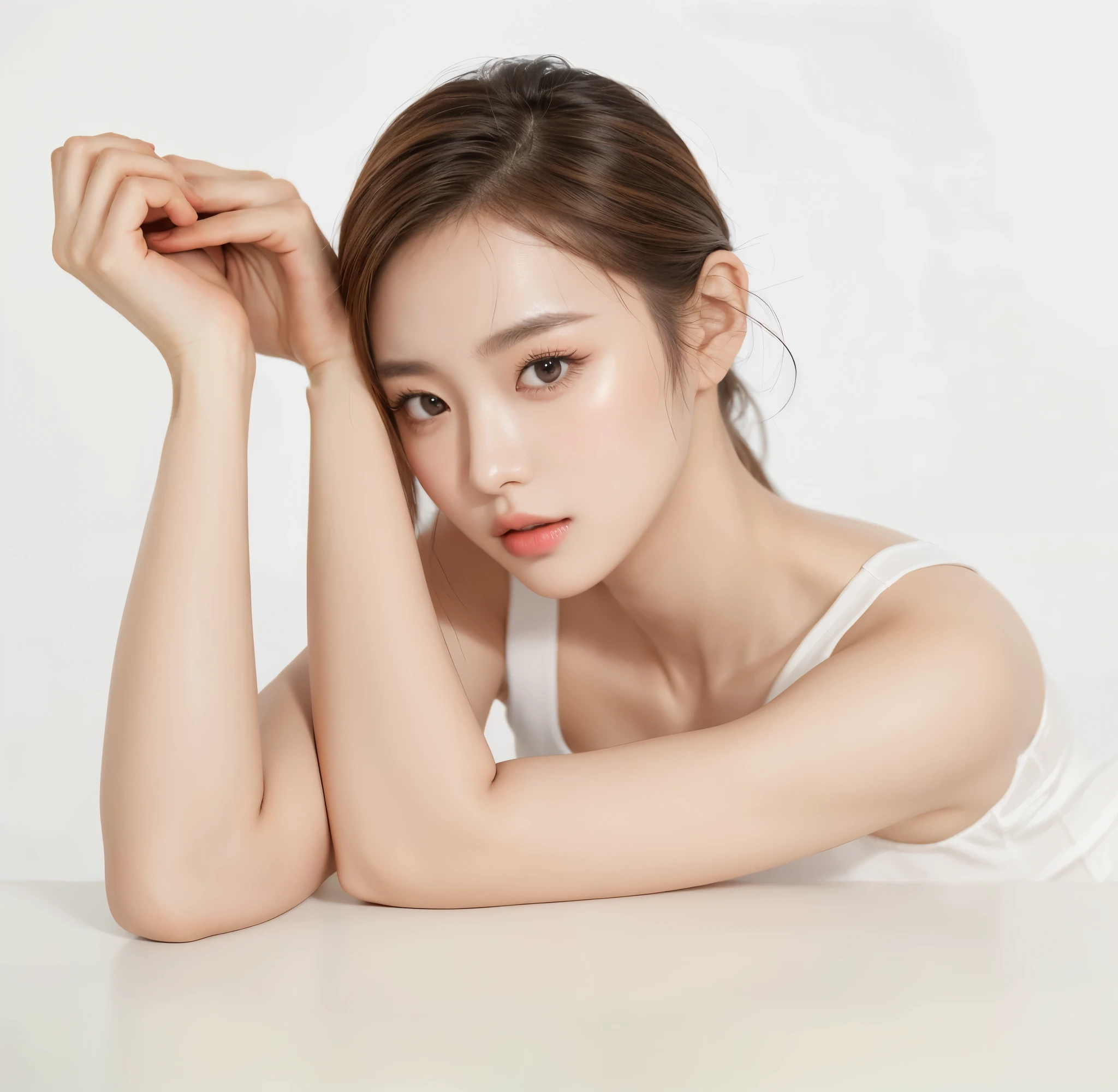 (In reality, high resolution:1.3, masterpiece, 8K, best quality, ultra detailed ),
korean girl, very beautiful face, (photo realistic:1.4), studio shoot,pictorial,photography,realistic eyes, Ultra-Detailed Face, Detailed Lips, normal hand, glossy lips, glossy face, simple background