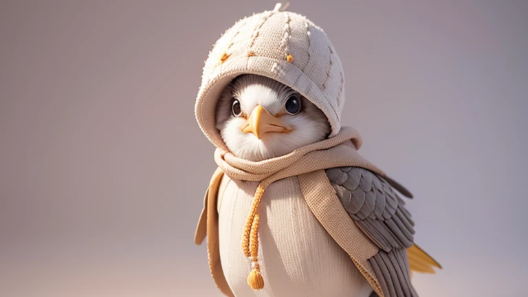 Passarinho com cachecol, roupas de frio, inverso, the bird is happy, its cute