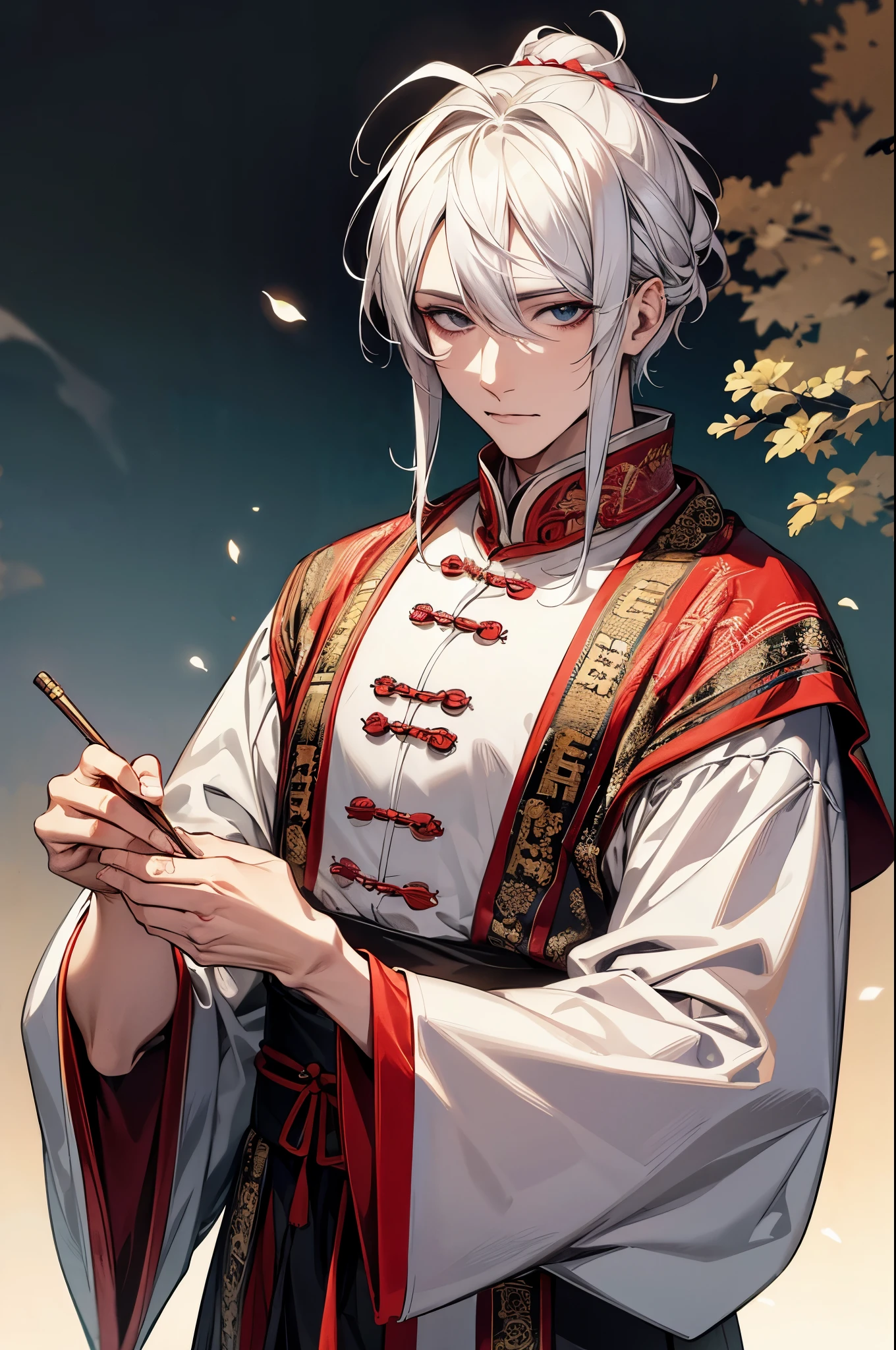 1man, old man white hair, chinese clothing, extremely detailed art, detailed art, detailed face, 4k art, hd art