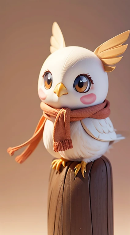cockatiel bird mini chibi smiling, with a scarf because it&#39;s cold