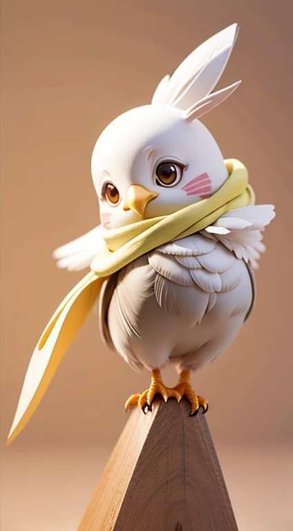 cockatiel bird mini chibi smiling, with a scarf because it&#39;s cold