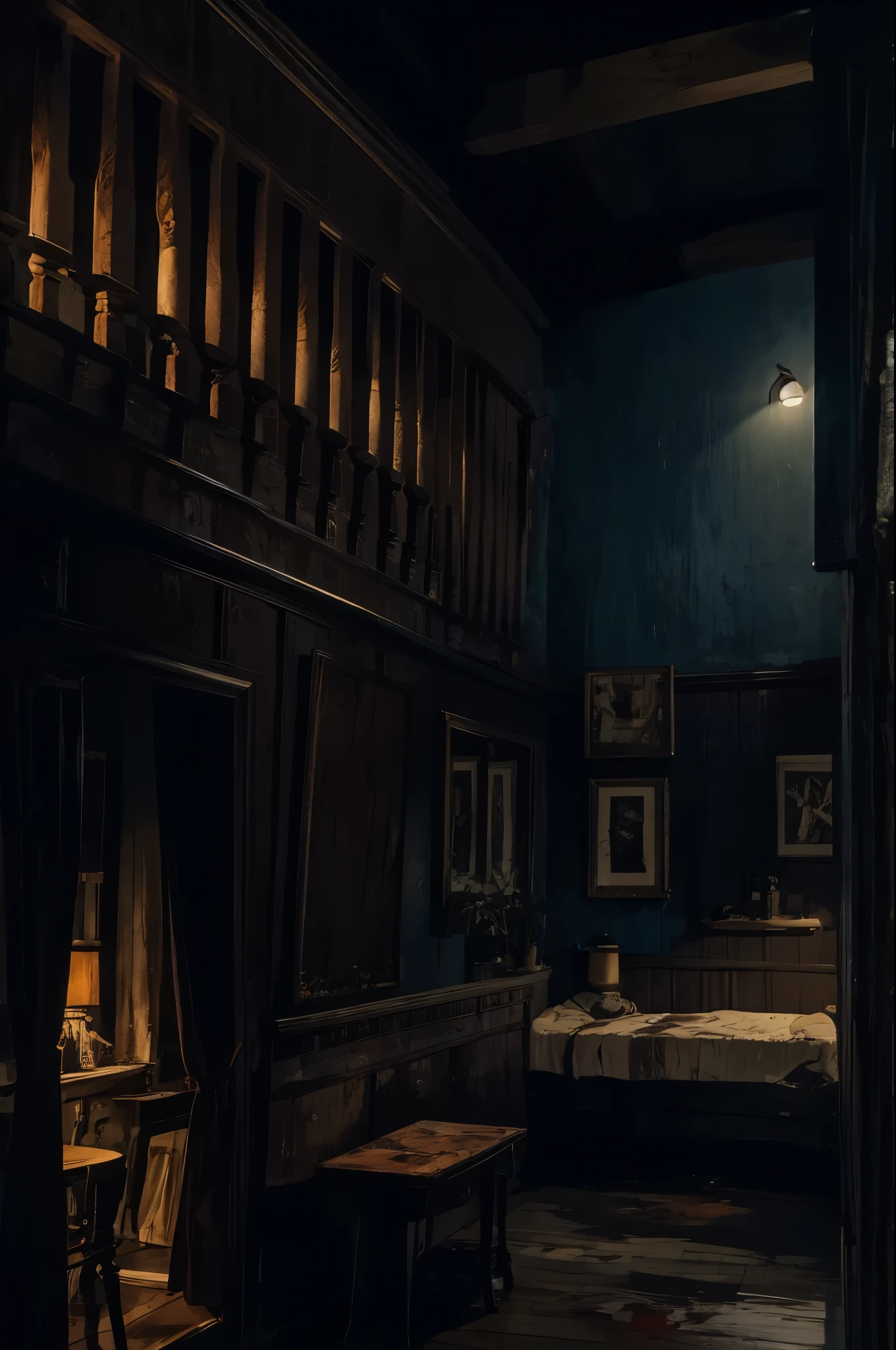 Horror painting of a house