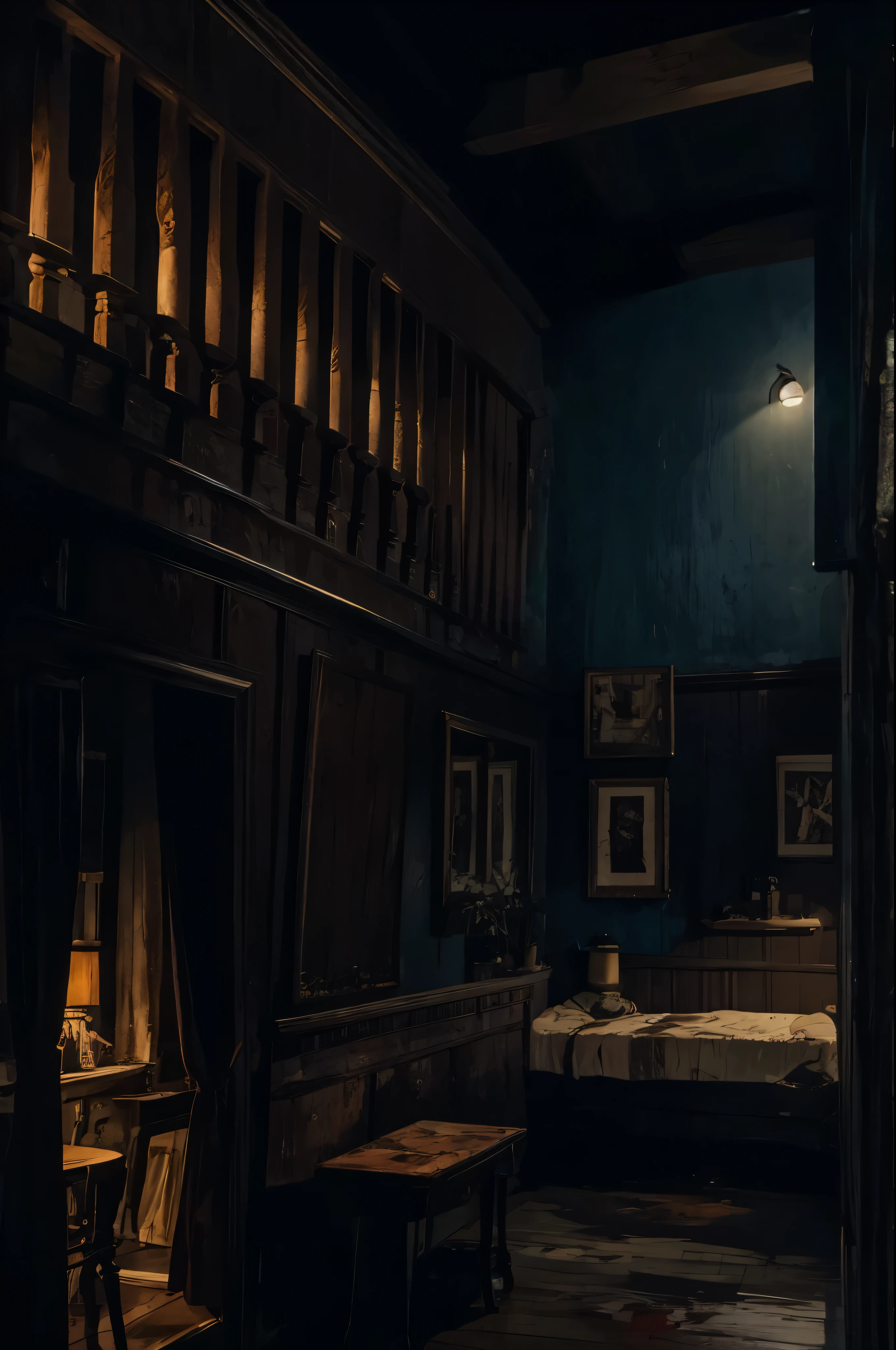 Horror painting of a house