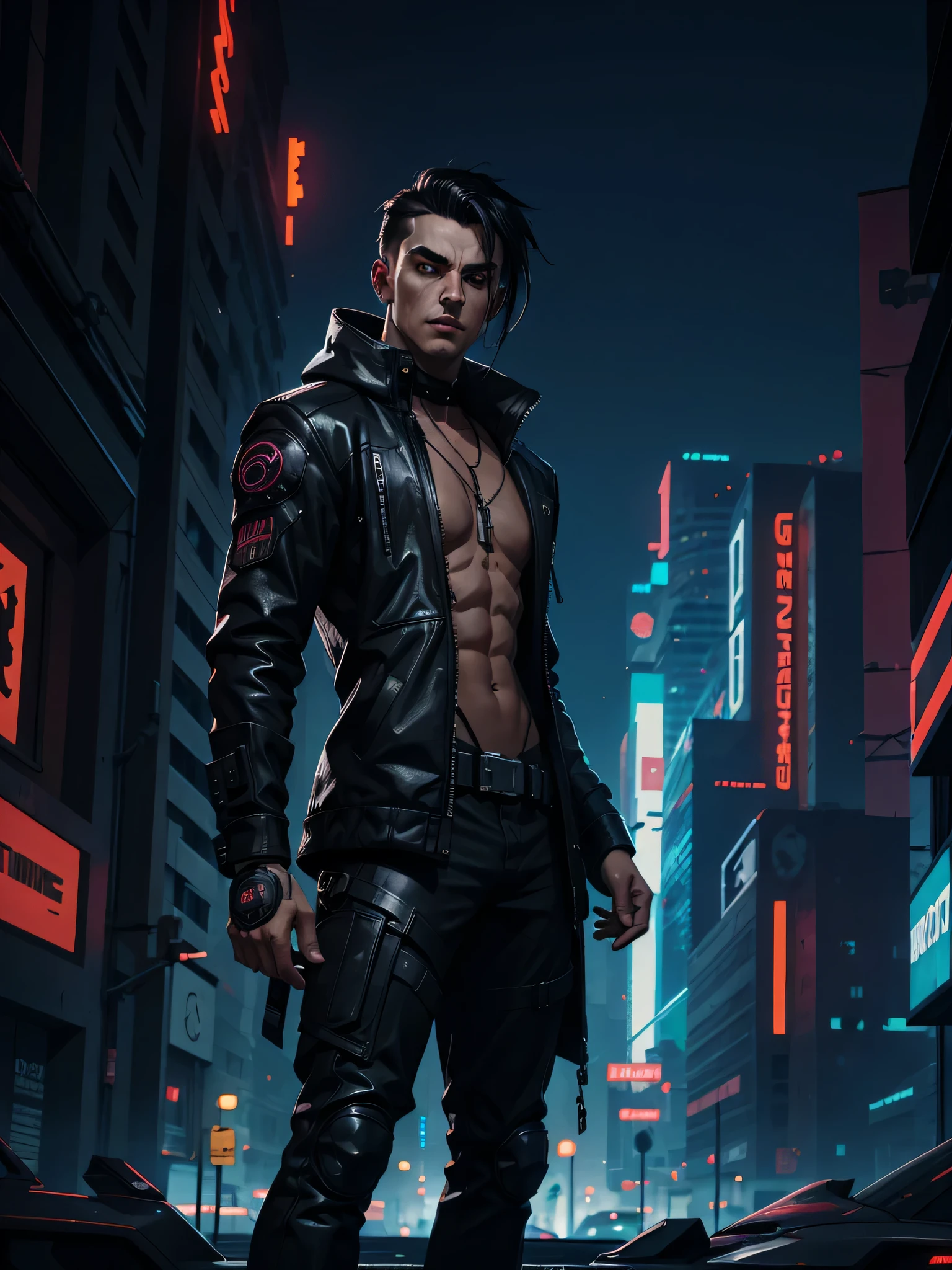 Change background, cyberpunk, handsome boy, realistic face,8k,ultra realistic face,six abbs,gym body,without clothes