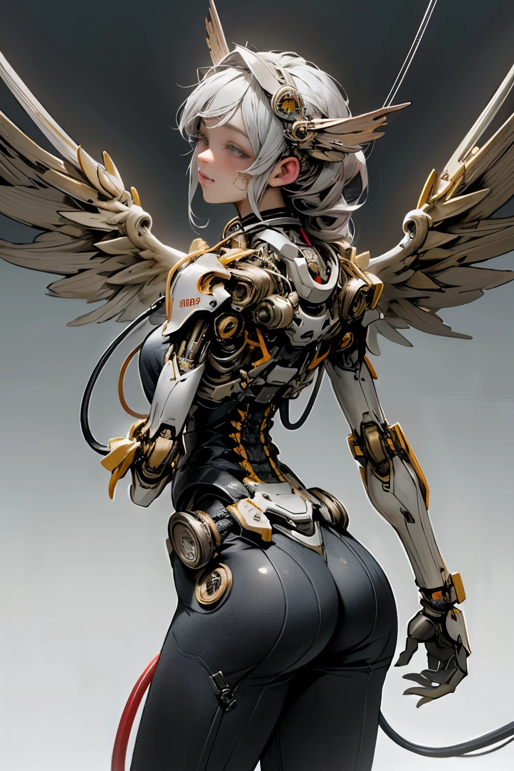 (NSFW, Top-quality, Super high resolution, Highres, 8k, UHD, Detailed lighting, Shaders, Realism), (((Masterpiece))), (((Best quality))), ((ultra-detailed)), (highly detailed CG illustration), (The ultimate beautiful girl, Very beautiful face), The most beautiful hair in the world, ((an extremely delicate and beautiful)),cinematic light,((1mechanical girl)),solo,(cowboy shot:1.2),(machine made wings, machine made joints:1.2),((machanical limbs)),(blood vessels connected to tubes),(mechanical vertebra attaching to back),((mechanical cervial attaching to neck)),expressionless,(wires and cables attaching to neck:1.2),(wires and cables on head:1.2),(character focus),science fiction,extreme detailed,colorful,highest detailed, loongs,fengs,background