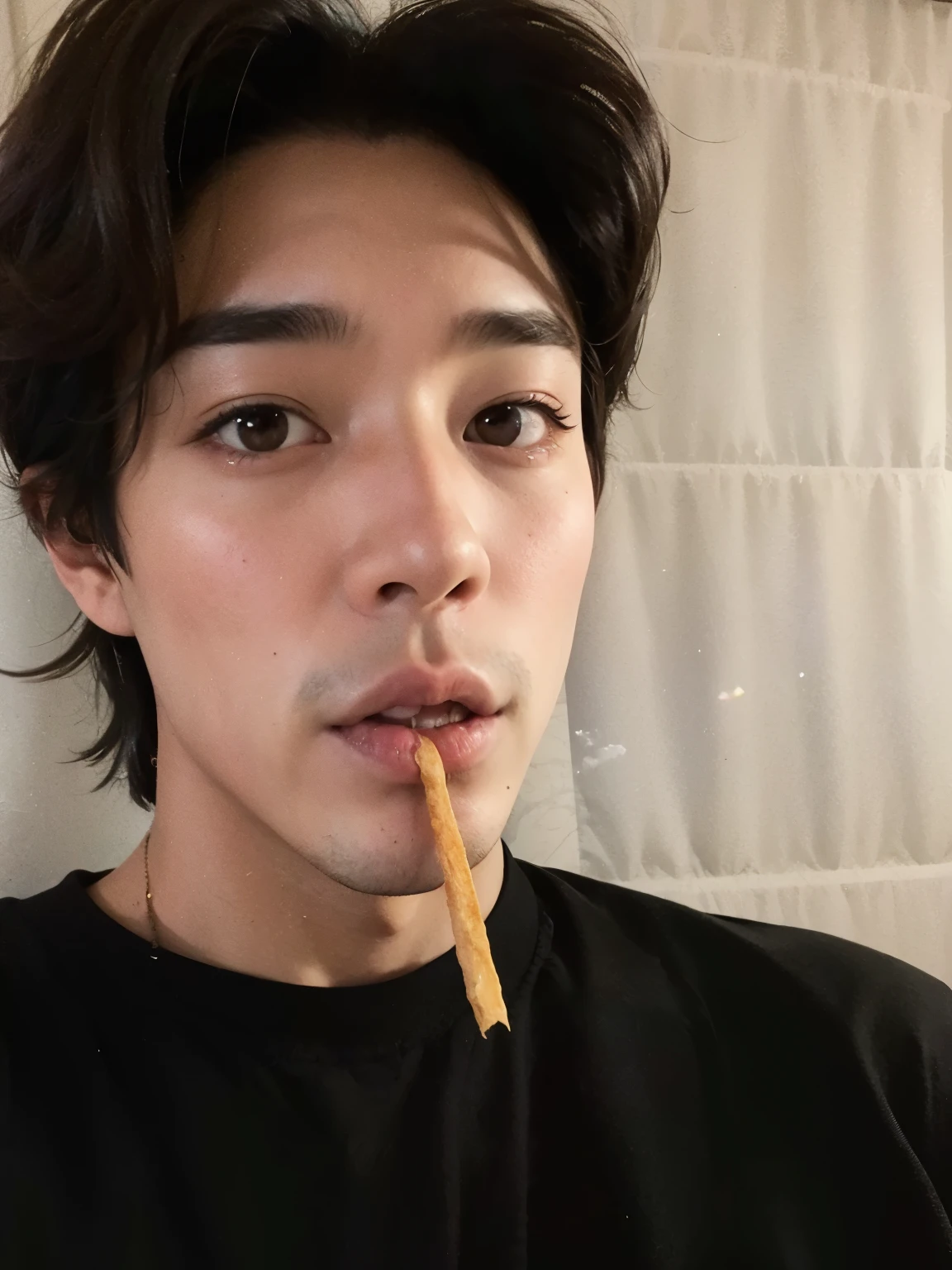 hay un hombre con un cigarrillo en la boca y un cigarrillo en la boca, Jimin\los labios carnosos, Jimin\la nariz griega, accurate Jimin face, Jung Jaehyun, Jimin, TaeJune Kim, park Jimin, Jimin\his right eyelid is swollen, pale korean adorable face, kim doyoung, taehyung comiendo papas fritas gucci, con una pajita