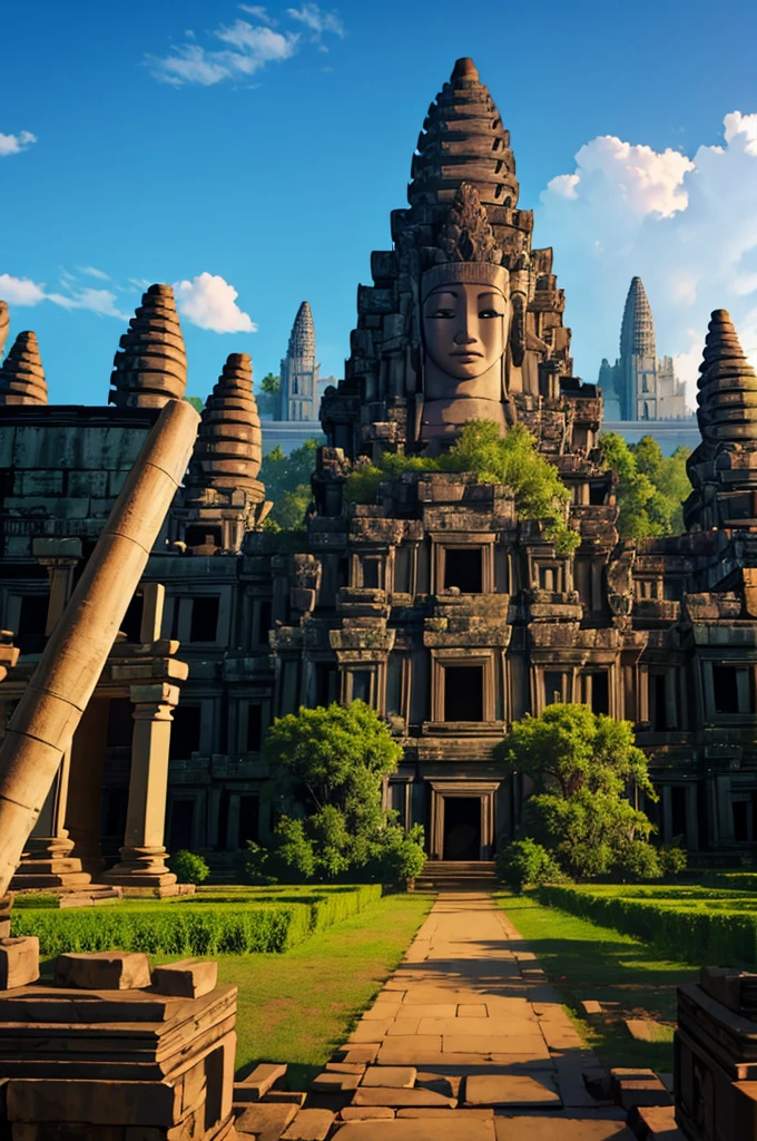 templos de angkor wat, vista desde el cielo,