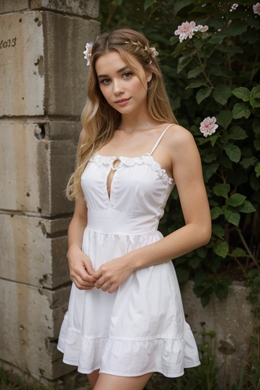 hot 16 year old farmers daughter. medievel times. she wears a dress. she has a flower in her blond hair