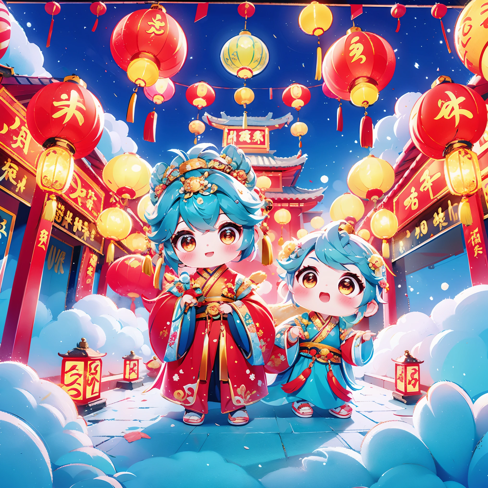 1 女孩拥抱cute的小中国龙，Chinese little princess，Chinese little dragon，cute，festival，Chinese New Year，firecrackereworks，lantern