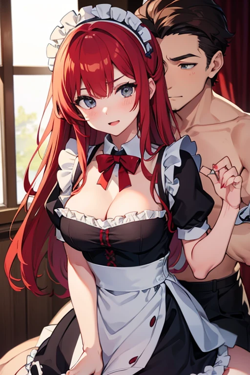 make a  redhead have sex with a man dressed as a maid