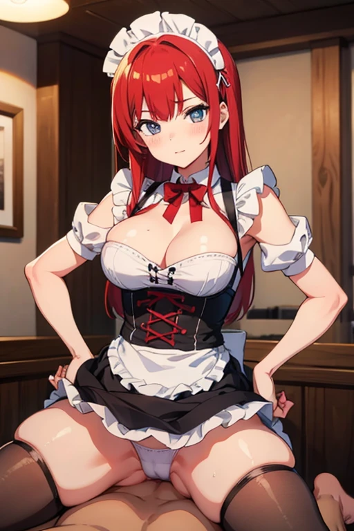 make a  redhead have sex with a man dressed as a maid