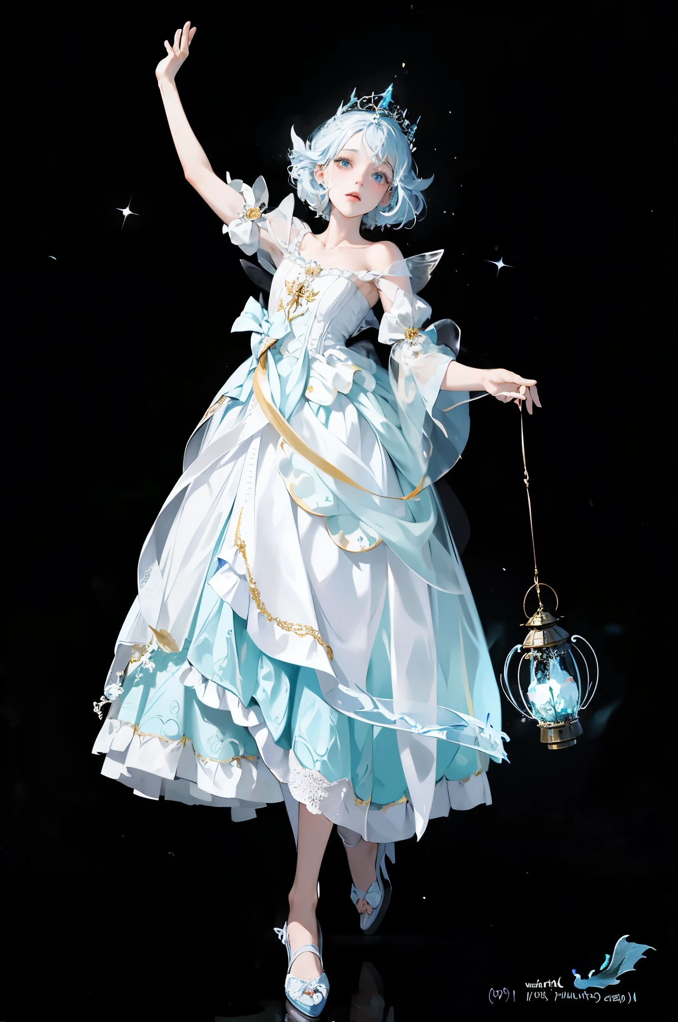 Arafad image of a girl in a white dress holding a lantern, Ethereal fairy tale, Astral Witch Clothes, Very magical and dreamy, rococo dress, magic dress, Pale young ghost girl, ethereal fantasy, Stunning young and ethereal figure, Elegant white drops of tar, fairy tale core, rococo ruffles dress, white clothes, Angel in white gauze skirt