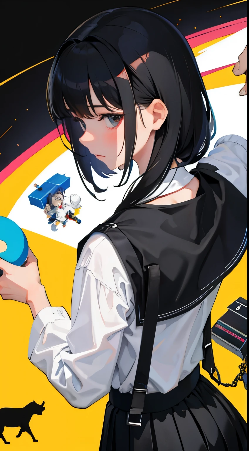 Fashionable glasses、back view, Backwards、Butt、back、back of head、Hips、Hair back、Calf、Very Very Mini Skirt、Panties、Chibi T-shirt、Panty shot、arcade、game machine、Game bench、UFO Catcher、Purikura、Date、forehead、Girl、Girl、Short、Younger、Lower school year、Baby Face、flat chest、Angry face、Dynamic Angle、masterpiece、best quality、ultra-detail、There are customers around、I'm making a mess、Clothing