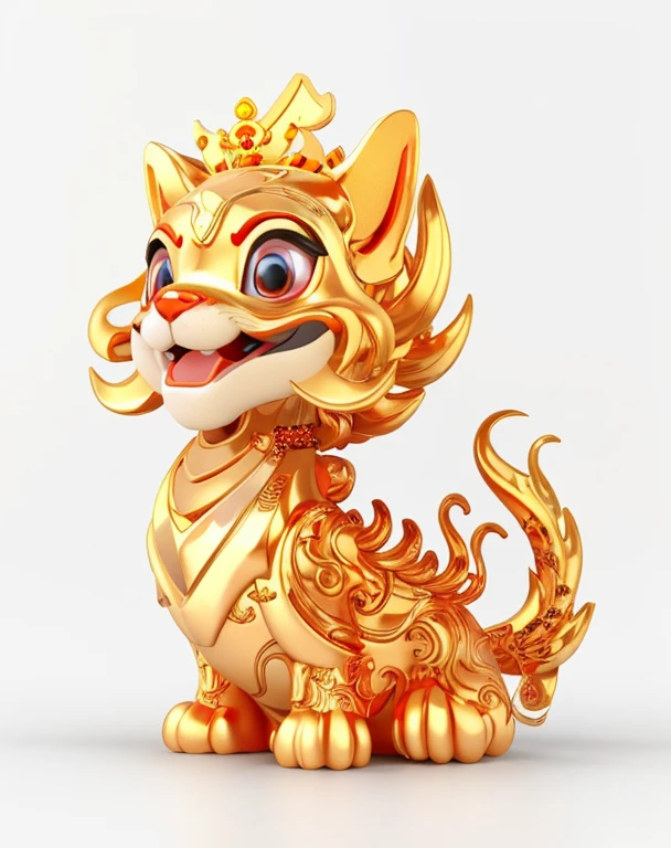 there is a yellow 龙 statue with a big smile on it's face, smooth chinese 龙, golden 龙, chinese 龙, cute little 龙, newly hatched 龙, chinese 龙 concept art, 龙, 日本吉祥物的 3D 模型, china silk 3d 龙, anthropomorphic 龙, yellow 龙 head festival, 龙 design language, 龙