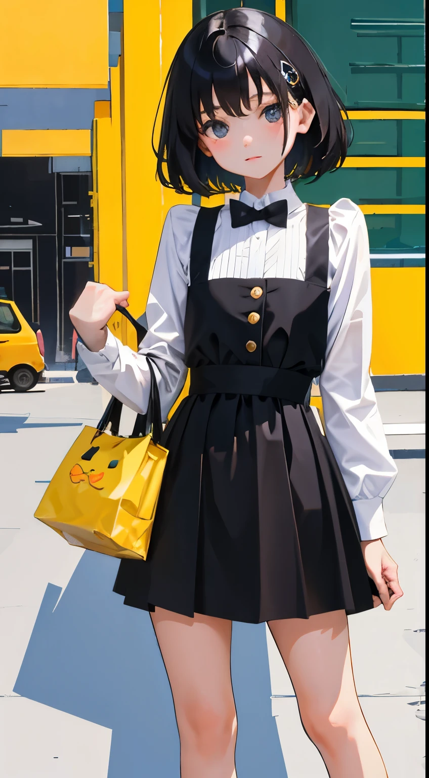 Easter,(short cute girl,small young student,young delicate girl),(masterpiece,Top quality),mini skirt,black hair