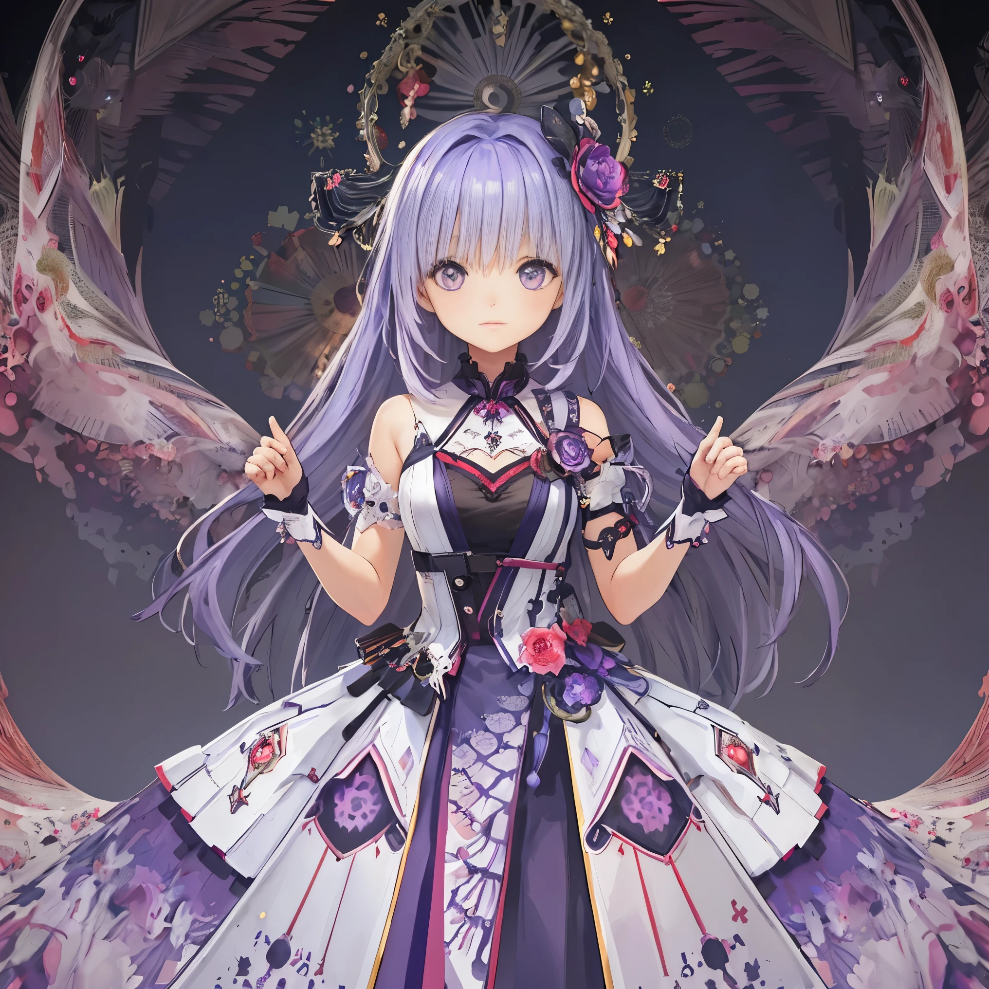 (masterpiece, highest quality, highest quality, official art, beautiful and aesthetic:1.2), (1 girl:1.3), (fractal art:1.3),light purple hair, purple eyes