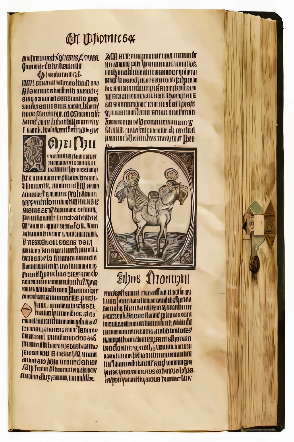 an old book with a picture of a goat on it, medieval book illustration, medieval bestiary, marginalia, inspired by Aldus Manutius, by Aldus Manutius, medieval woodcut, printed page, scans from museum collection, woodcut, exlibris, medieval graphic, ashmole bestiary, a woodcut, style of ancient text